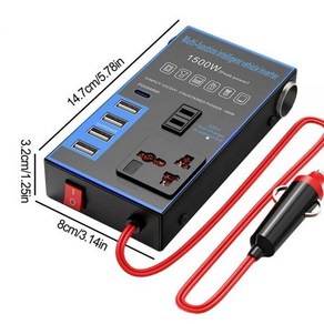 차량용인버터 변압기 차량용 DC to AC 인버터 1500W USB 충전 포트 차량 도로 여행 캠핑 휴대폰 태블릿 PC용, A, 1개