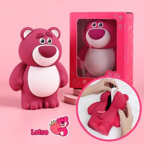 토이스토리 랏소 베어 실리콘 필통 / Lotso 곰돌이 말랑말랑 부드러운 스탠드 파우치, 1개, 핫핑크