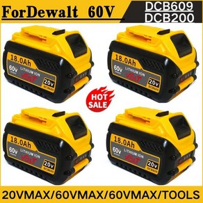 호환 디월트 FLEXVOLT용 배터리 최대 20V 60V 18Ah DCB609 리튬 이온 DCB606 DCB612 DCB205 DCB200 DCB182, [03] 1개 세트 US chage, 1개