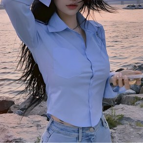 쪼예 데일리 크롭 긴팔 셔츠