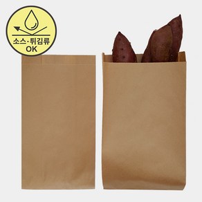 서흥이앤팩 붕어빵 꽈배기 호떡 튀김 무지 식품지 코팅종이봉투, 1개, 100개