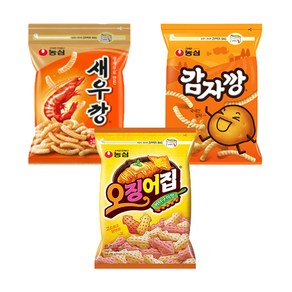 농심 대용량 지퍼백 3봉(새우깡1+감자깡1+오징어집1) 무배, 3개, 260g