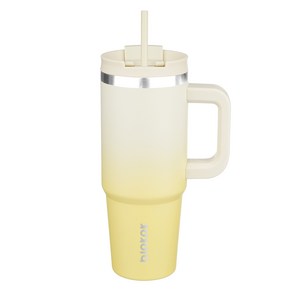 bjpkpk 스테인리스 스틸 핸들 보온컵 빨대 포함, Lemon, 900ml, 1개