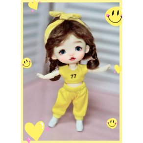 #포켓 16cm 옷( 옐로우 77 크롭트레이닝 )[마구샵]#구체관절인형#bjd#인형옷#유딩이#도리스돌#포켓돌, 1개
