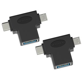 벤션 2in1 C타입 USB3.0 OTG 마이크로5핀 젠더, 혼합 색상, 2개