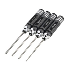 4pcs/세트 알렌 육각스크류드라이버 H1.5mm/2.0mm/2.5mm/3.0mm 모형항공기 DIY 수공구용 육각스크류드라이버, 1개, 검은색