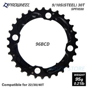 PROWHEEL 산악 자전거 라운드 체인 링 64/96/104BCD 22T 24T 30T 32T 40T 42T 44T 크랭크 셋 스틸 알루미늄 합금 치아 플레이트 부품, 4)10S 30T Steel 96BCD