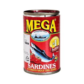 필리핀 메가 토마토 소스 칠리 정어리 통조림 / Philippines MEGA Sadines in Tomato sauce Chili Added, 1개, 155g