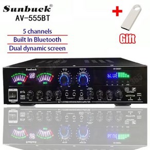 AV-555BT/999BT 블루투스 사운드 앰프 듀얼 다이내믹 스크린 하이파이 스테레오 디지털 앰프 가정용 자동, [02] US Plug, AV-555BT, 2) AV-555BT Black - US Plug, 1개