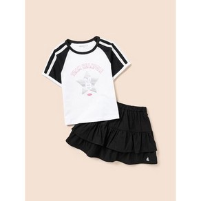 [브랜드정품]빈폴키즈 [BEANPOLE KIDS] 라글란 그래픽 포인트 투피스 블랙 (BI5471G055) 여름등교등원룩 반팔상하복