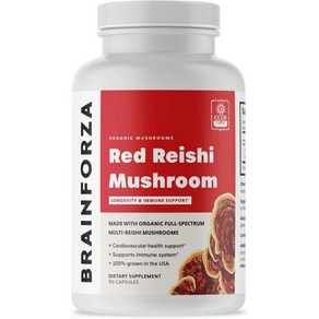 Foza Red Reishi Mushoom Capsules Adaptogenic Mushoom Poweed Suppot Heat and Cadiovascula Hea, Foza Red Reishi Mushoom Caps, 1개, 90정