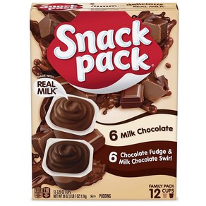 스낵팩 푸딩 밀크 초콜릿+초콜릿 퍼지 대용량 세트 Snack Pack Milk Chocolate and Chocolate Fudge Family Pack