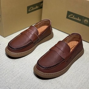 Claks SS23 남성 단색 가죽 빈티지 리치 무늬 운동화 브라운