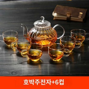 내열유리 집들이선물 호박디자인 티팟세트 차우리기 차도구 꽃차 화료주전자 600mL(포함), 1개