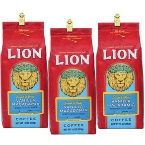 283g X 3팩 라이언 하와이 코나 커피 바닐라 마카다미아 Lion Coffee, 3개, 분쇄