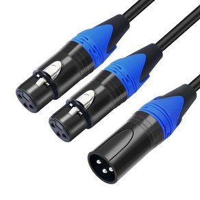 XLR Y 스플리터 케이블 암 수 3 핀 밸런스 마이크 2IN1 50CM, 1 Male To 2 Female, 1개