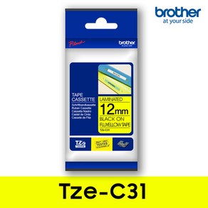 브라더 브라더정품 Tze-C31_형광노랑/검정_12mm 라벨테이프, 1개, TZe-C31(12mm) 형광노랑/검정