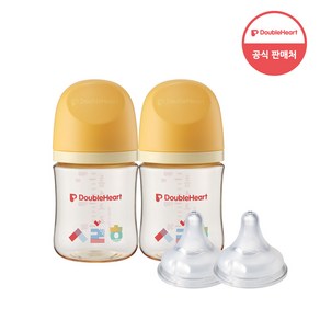 더블하트 모유실감3세대 젖병 트윈팩+젖꼭지2입+물티슈, 1개, 160ml, 한글사랑해(S 2입)