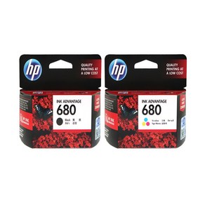 HP 680 정품 프린터잉크 F6V27AA F6V26AA 검정 컬러 세트