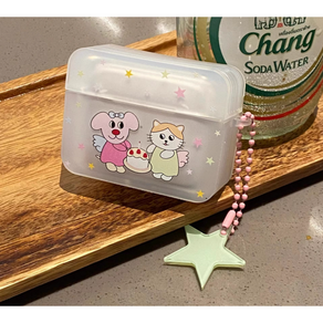 림핑앤스무디 stars airpods case 화이트 투명 토끼 강아지 고양이 플라워 감성 키링 세트 아이돌 변색방지 일러스트 청량 여름 플라워 글리터 예쁜 귀여운 배색 심플