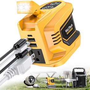 Dewalt 20V 배터리용 200W 파워 인버터 VoLtech 배터리 110V120V 휴대용 스테이션 USB 충전기 어댑터 전원 어댑터USB 포트 2개 TypeC 및 AC 콘센트, Fo Dewalt 20V Battey