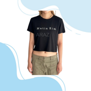 [국내정품] 마뗑킴 MATIN EMBROIDERY LOGO CROP TOP IN BLACK