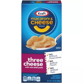 [미국 직배송]크래프트 마카로니 앤 치즈 쓰리 치즈 미니 쉘 파스타 206g Kraft Three Cheese Mac and Cheese Dinner