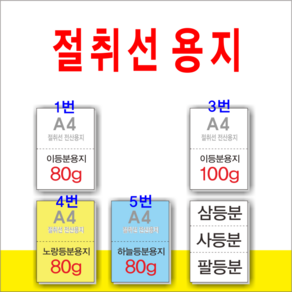 부산인쇄7082 절취선용지종합 이등분용지, 500장, 10. 사등분지80g