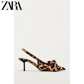 ZARA 자라 여자 신발 호피 무늬 프린트 리본 장식 뮬러 힐 2264310 195