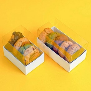 르뱅쿠키 포장 투명덮개+종이상자 2가지 50개 롤케익 파운드케익, 대 18.8x10x10 50개