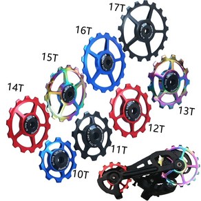 10T 11T 12T 13T 14T 15T 16T 17T MTB 도로 자전거 뒷 변속기 풀리 롤러 세라믹 베어링 가이드 시마노 sam용 자키 휠, 28)Black - 16T, 1개