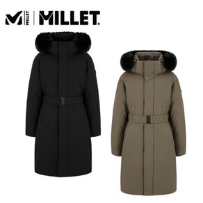 밀레 MILLET 여성 여자 24FW 품질보증 고급스러운 일상형 따뜻한 구스다운 폭스퍼까지 완벽한 코트형 허리 벨트 거위털 롱패딩 롱다운