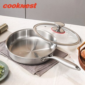 CookNest 인덕션 316 스테인레스 스틸 프라이팬 논코팅팬, 1개, 24cm