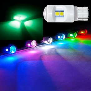 12V 세라믹 6발 LED 브릴리언트 LED전구, 2개, T10, 그린