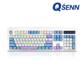 QSENN DT35 104 PBT 풀윤활 가스켓 유무선 기계식 키보드, DT35 104 PBT 오테뮤 저소음 바다축, 0 블루퍼플