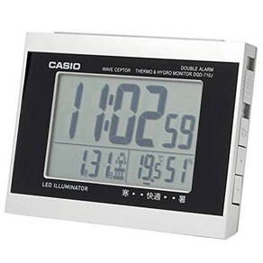 CASIO CASIO(카시오) 알람시계 전파 실버 디지털 더블 알람 온도 습도 달력 표시 DQD-710J-8JF