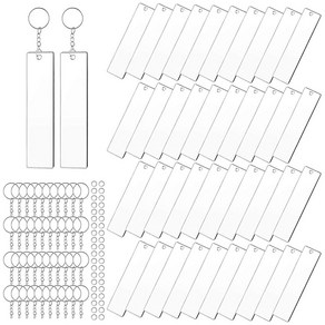 120 조각 직사각형 아크릴 열쇠 고리 공백 투명 아크릴 키 체인 공백