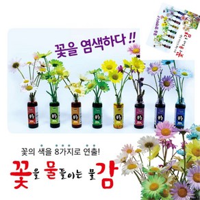 팔햐 꽃물감 꽃감 50ML 8가지색상 드라이플라워 꽃염색 꽃염색용액 생화염색약, 연두