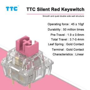 TTC 사일런트 시리즈 스위치 블루 화이트 프로즌 V2 레드 V3 음소거 기계식 키보드 스위치 윤활 선형 맞춤형 사일런트 스위치, 없음, 없음, 14) Silent Red V3  50 PCS