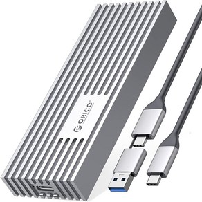 오리코 USB3.2x2 20Gbps M.2 NVME C타입 외장 SSD 케이스 +2 in 1 케이블 M233C3-G4, 실버, 1개