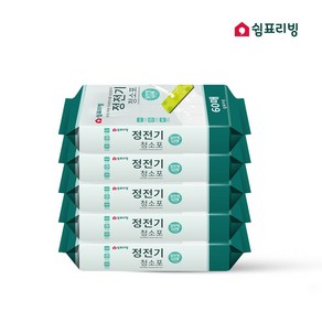 쉼표리빙 부직포 청소용 고급형 정전기청소포 60매X5팩, 5개