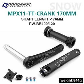 PROWHEEL 스노우 바이크 크랭크 셋 Fatbike GXP 176/192mm 하단 브래킷 SRAM 호환, MPX11-TT-176mm BB, 1개