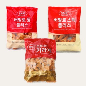 사세 버팔로 윙+사세 버팔로 스틱+사세 순살 치킨 가라게, 3개, 1kg