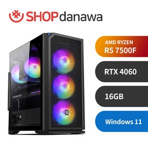 샵다나와 게임용 조립PC [AMD R5-7500F/RTX4060/16GB] CPPB5001, WIN11 Home, 500GB, 16GB, 블랙