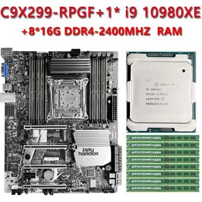 C9X299-RPGF LGA-2066 마더보드 1 * i9 10980XE CPU 18 코어 36Thes 165W 8*16G = 128GB RAM DDR4, 한개옵션2, 03 RAM, 한개옵션1