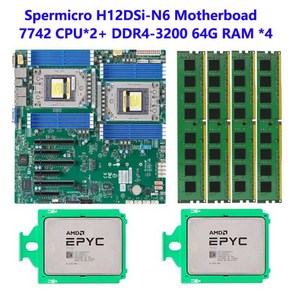 기가바이트 컴퓨터 메인보드슈퍼마이크로 H12DSi-N6 마더보드 AMD EPYC 7742 64C 128T CPU 프로세서 *, 01 RAM, 1개