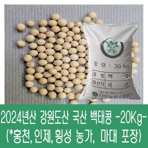 [다온농산] 국산 백태/메주콩/흰콩/두부콩 -20Kg- (강원도 홍천 인제 농가), 20kg, 1개