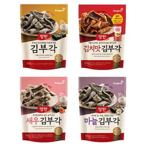 동원 양반 김부각 4종 50g (마늘+찹쌀+새우+김치맛) 1세트, 4개