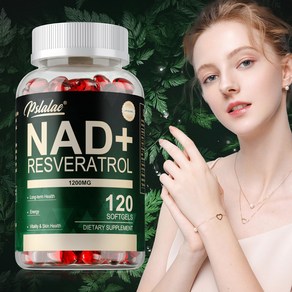 NAD 보충제 1200mg - 레스베라트롤이 함유된 리포좀형 NAD+ 보충제 NAD 플러스 부스팅 - 세포 건강 지구력 및 건강한 노화 지원 - 초강력 캡슐, 1개, 120정