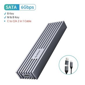 SSD케이브 HDD케이스 도크 ORICO 알루미늄 M2 외장 케이스 썬더볼트 3/4 USB3.2 NVMe 호환 40Gbps SSD 인클, SATA-6Gbps-Gey, 05 SATA 6G Gey, 한개옵션1